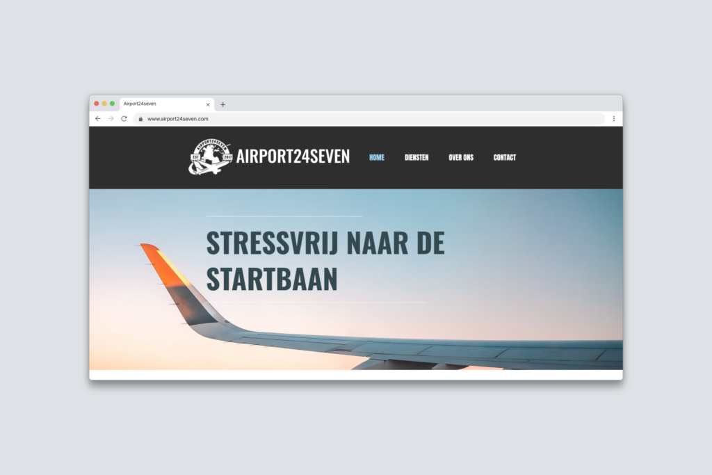mockup van de website van Airport24Seven