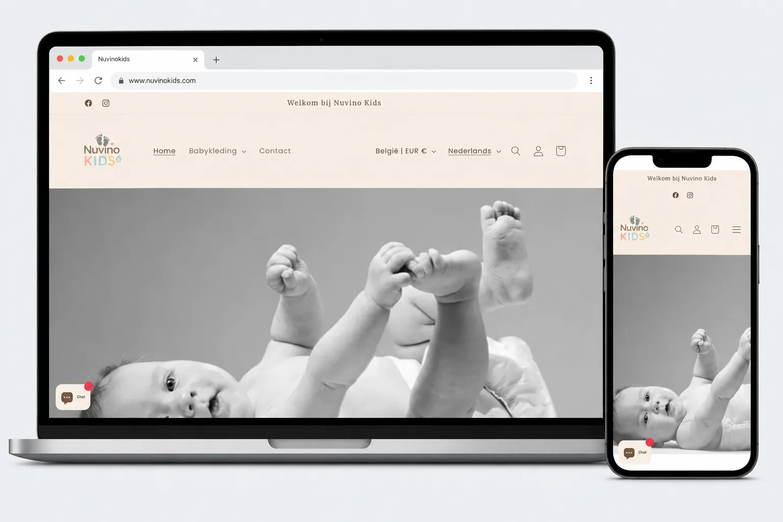 Nuvino Kids - mockup website