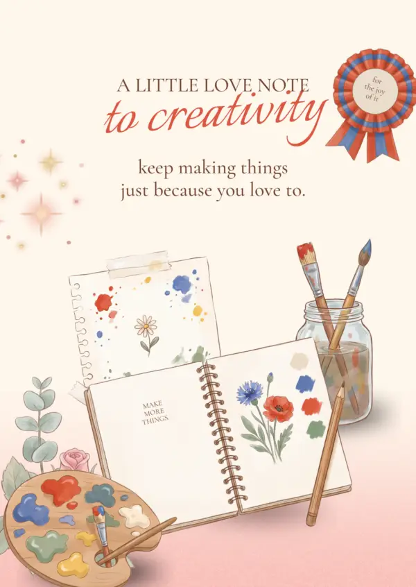 A6 design ‘A Love Note to Creativity’ for the ‘Art Studio’ theme of the Joy Jar Challenge.