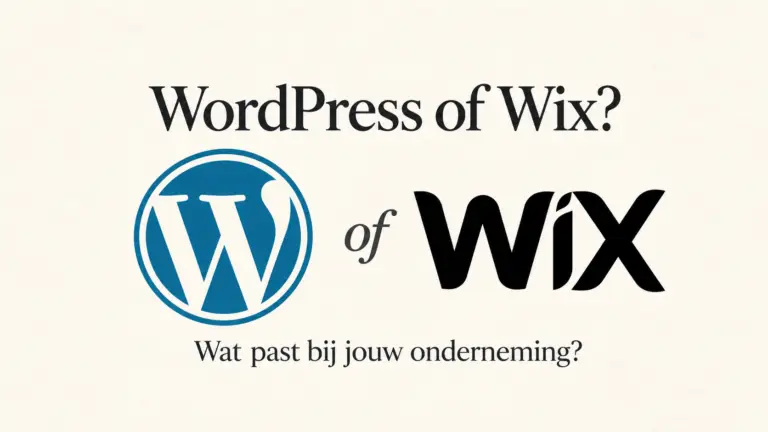 Logo’s van WordPress en Wix naast elkaar op een lichte achtergrond.